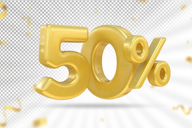 50 por ciento de oferta de oro en 3d