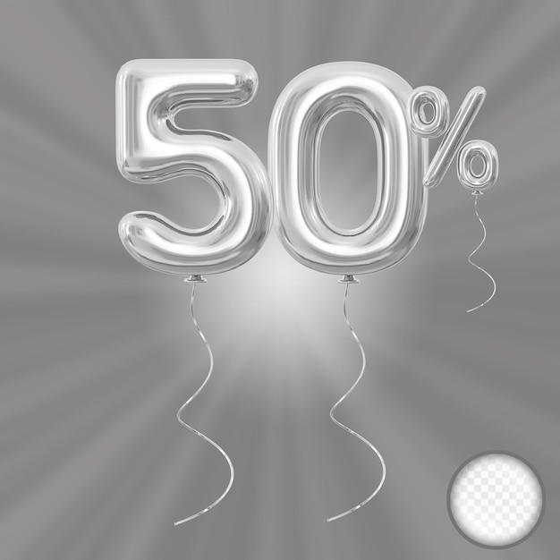El 50 por ciento ofrece globo rojo renderizado en 3D