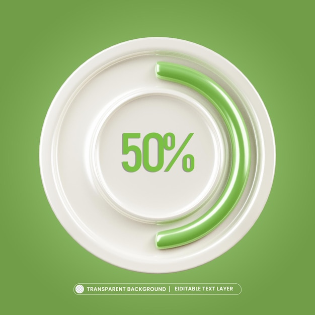 50 Circular Progress Ladebalken-Symbol 3D-Rendering