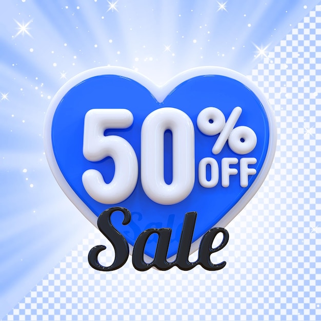 50% de desconto promocional em heart 3d