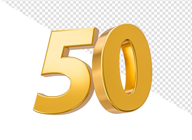 50 di sconto in vendita Oro per cento su sfondo isolato Celebrazione del 50° anniversario Numeri d'oro 3D