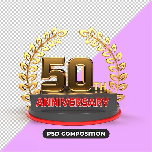 50-jähriges Jubiläum 3D-Rendering transparenter Hintergrund
