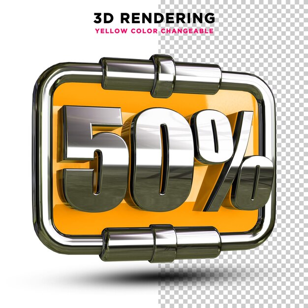 50 per cento di colore giallo e acciaio 3D Rendering Alpha Background Psd