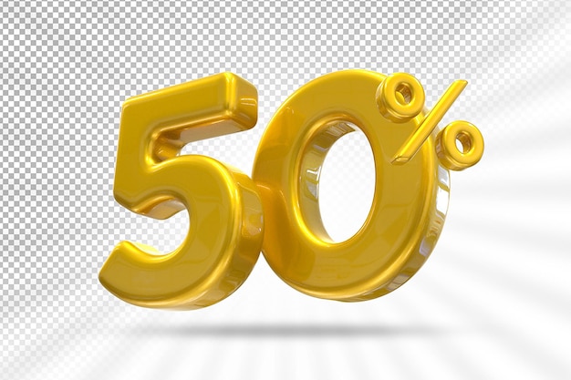 50 per cento di offerta d'oro in 3d