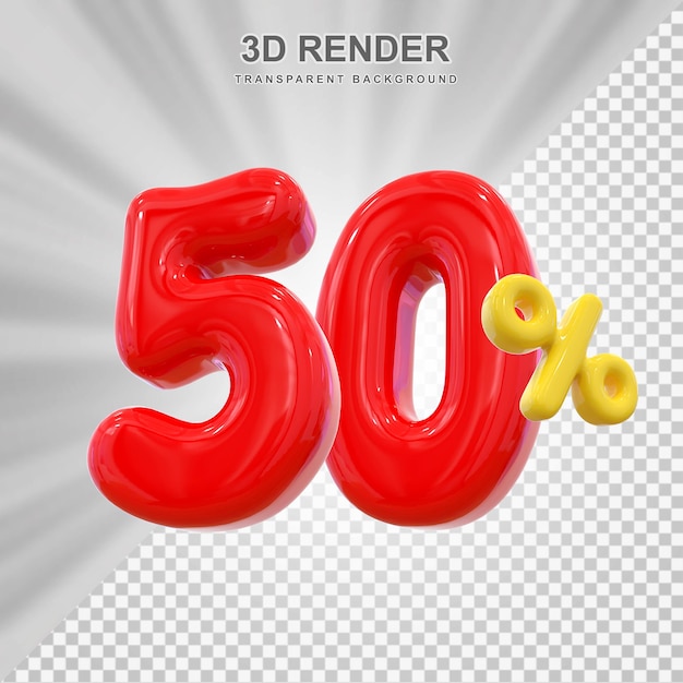 50 per cento palloncino rosso 3d
