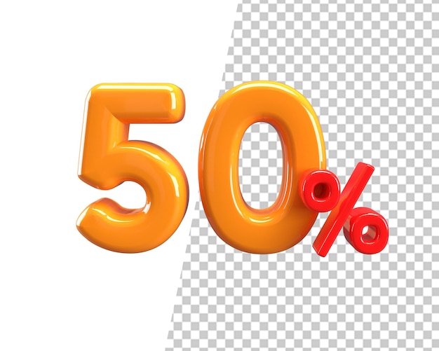 50 percento cinquanta sconto 3d rendering