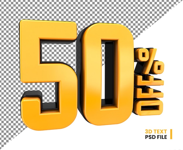 PSD 50 pour cent de réduction sur la promotion de remise 3d