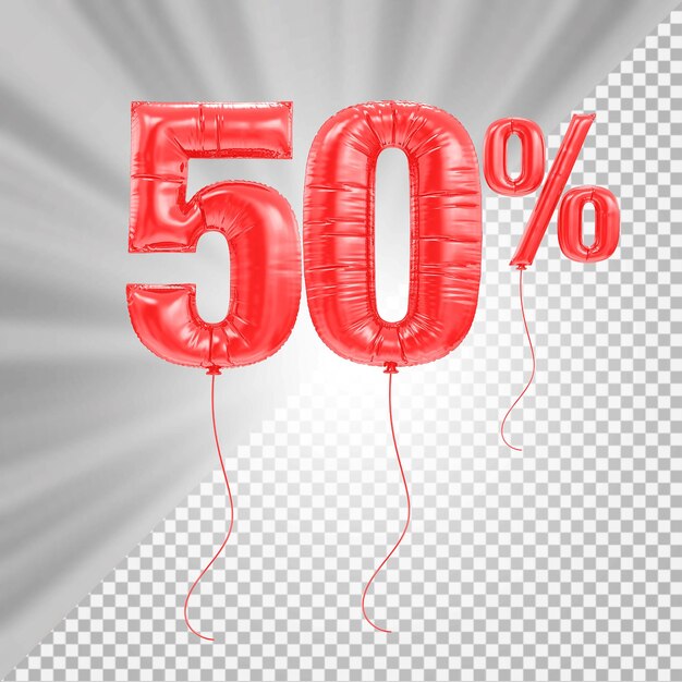 50 Prozent Angebot Ballons in 3D-Rendering