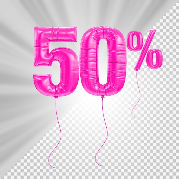 50 Prozent Angebot Ballons in 3D-Rendering