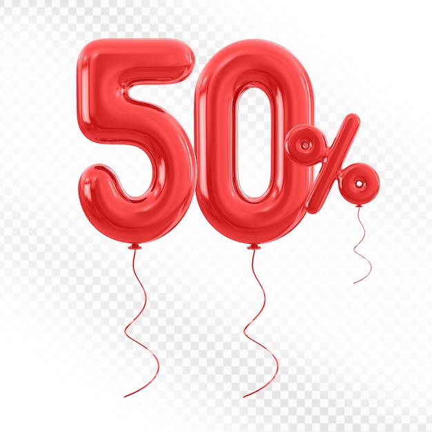 50 Prozent Angebot Roter Ballon in 3D