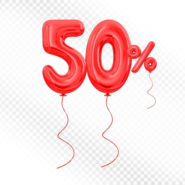 50 Prozent bieten einen roten Ballon in 3D an