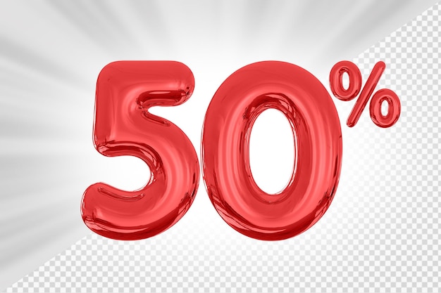 50 Prozent rotes Angebot in 3D