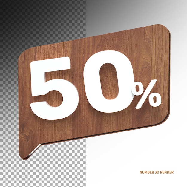 50 % De Réduction Sur Le Symbole De Vente 3d En Rendu 3d Bois Réaliste