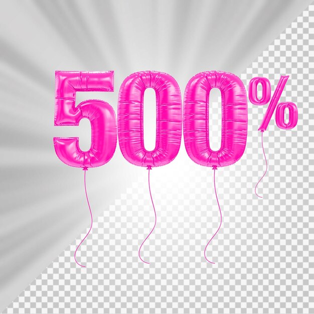500 Prozent Angebot Ballons in 3D-Rendering