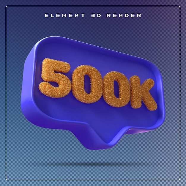 PSD 500k seguidores número azul suscribirse icono 3d