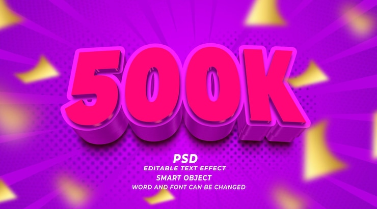 PSD 500k seguidores psd modelo de photoshop de efectos de texto editable