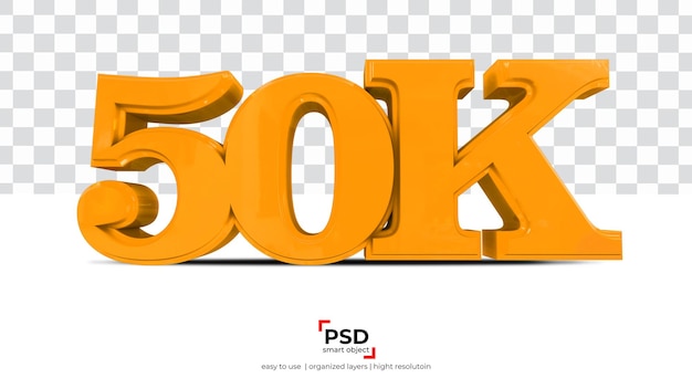 50k Follower Meilleur Rendu 3d En Arrière-plan Transparent