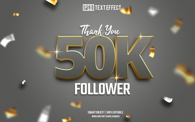 50k follower testo effetto font tipografia modificabile testo 3d
