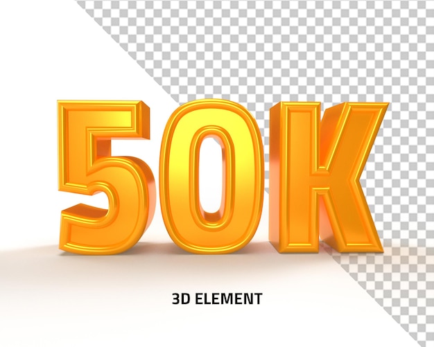 PSD 50k seguidores número de suscribirse icono 3d