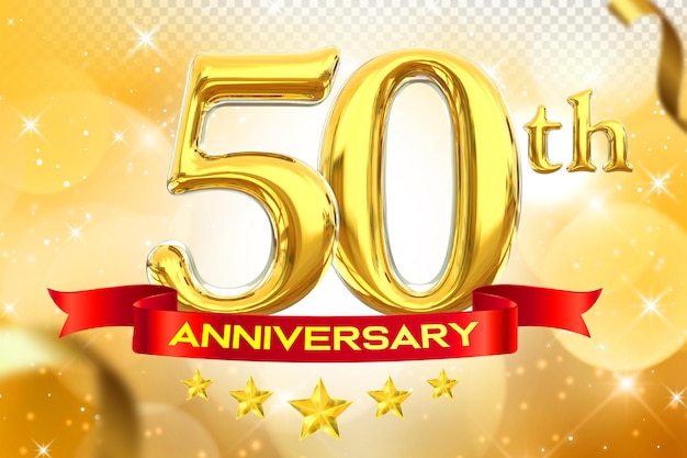 50o Aniversário Gold Banner 3D