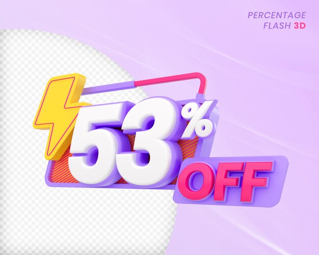 53 por ciento de descuento con elemento flash 3D Render Premium PSD