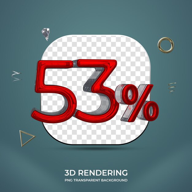 53 por ciento número 3d fondo transparente