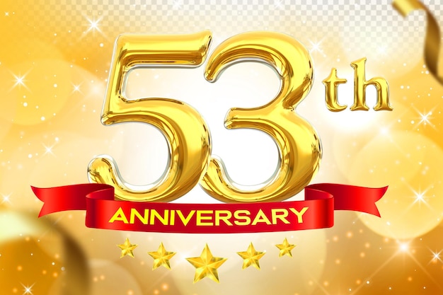 53o aniversario de la bandera de oro en 3D