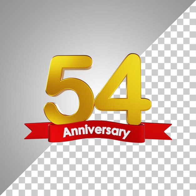 PSD 54 años feliz aniversario número 3d rendering