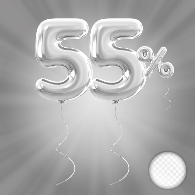 El 55 por ciento de descuento en los globos de plata 3D Promoción de venta