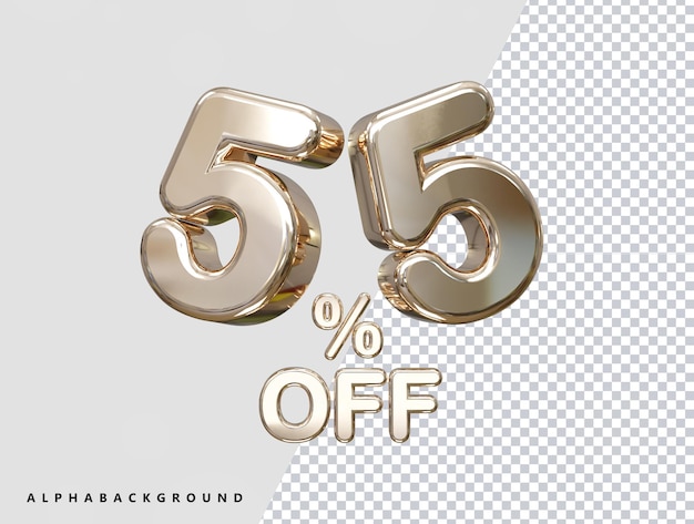 55 por ciento de descuento en la venta Ilustración de texto de renderizado 3D