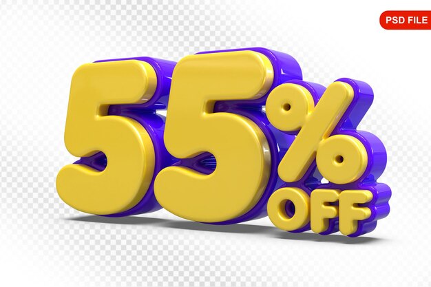 55 por ciento de oferta púrpura en 3D