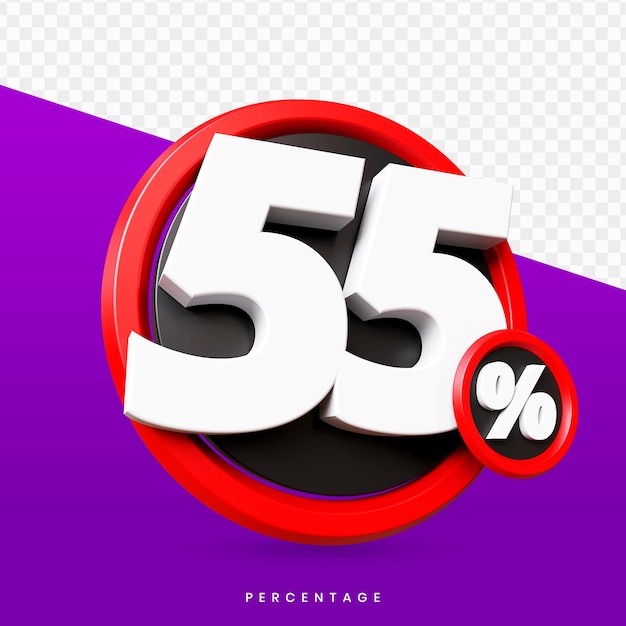 PSD 55 por cento 3d isolado