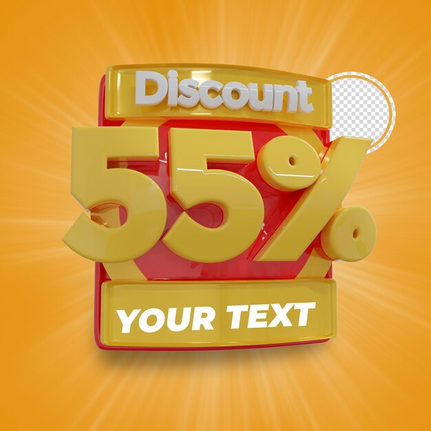 55 Prozent Rabatt 3D-Text-Rendering-Illustration