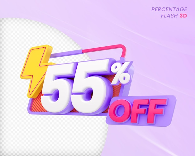 55% de réduction avec l'élément flash Rendu 3D PSD Premium