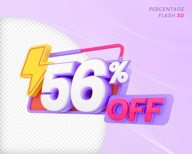 56 por ciento de descuento con elemento flash 3d render premium psd