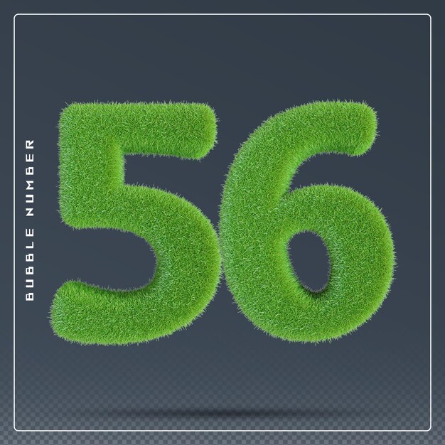 56 numero erba verde render 3d