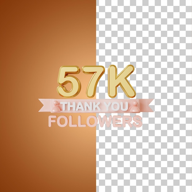 57.000 Follower Gold 3D-Rendering