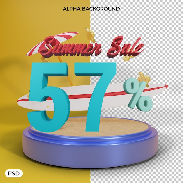 57 por cento de desconto no verão oferta renderização em 3d