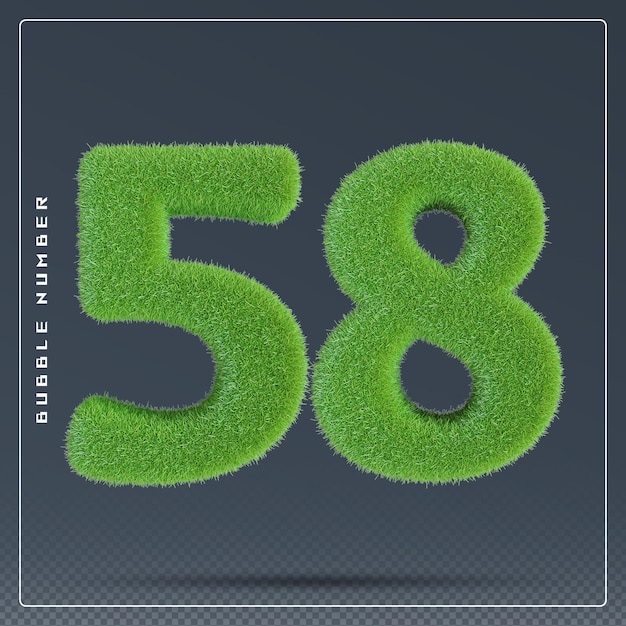 58 numero erba verde render 3d