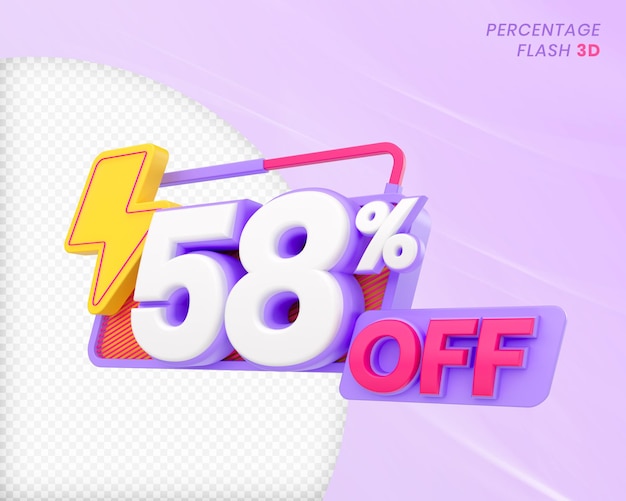58 percento di sconto con elemento flash 3D Render Premium PSD