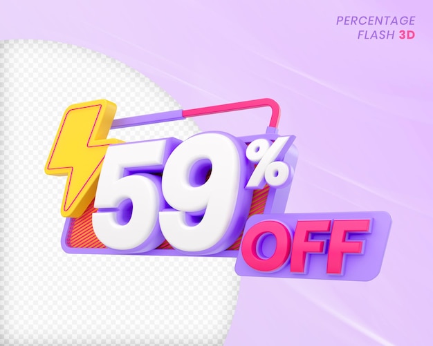 59 por ciento de descuento con elemento flash 3D Render Premium PSD