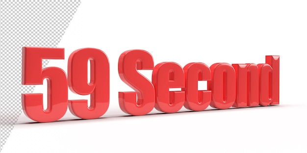 59 segundos Conceptos de tiempo de renderizado 3d Ilustración 3d de alta calidad roja sobre fondo blanco