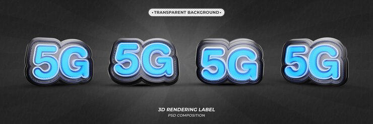 PSD 5g azul neón resplandor texto 3d