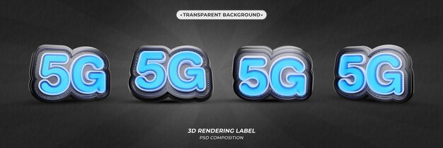 PSD 5g blauer neonglühen 3d-text