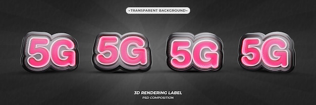 5g rojo neón resplandor texto 3d