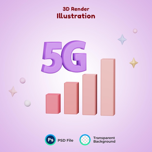 5g-Textsignalleiste 3D-Render-Icon-Illustration