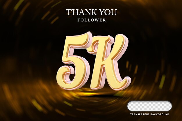 5K Seguidor Número de Oro 3D