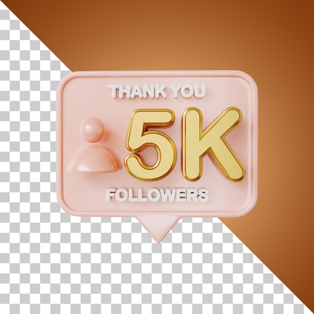 5k seguidores de oro representación 3d