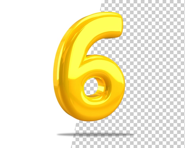 6 Chiffres Or Six Texte Logo 3d