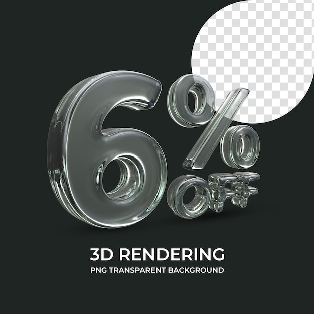 6 por ciento de descuento en renderizado 3d fondo transparente aislado